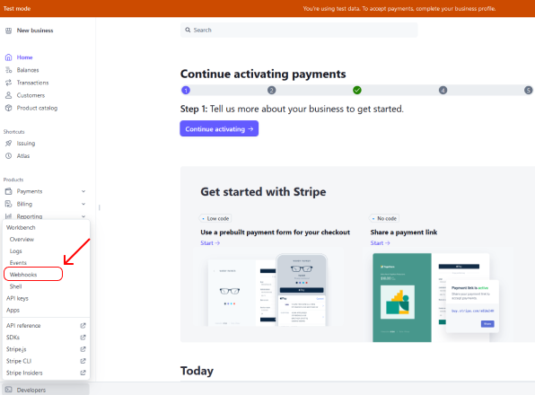 Stripe Webhooks Link